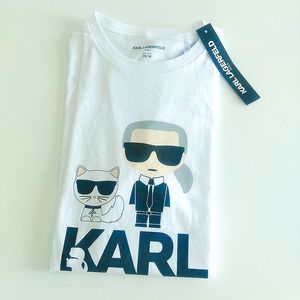 Karl Lagerfeld Paris / White cotton T-shirt/ size: M